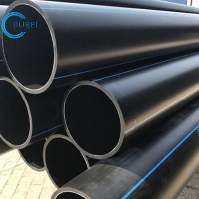 PN10 ISO4427 Tubo HDPE negro con rayas azules para suministro de agua
