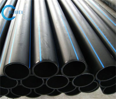 Tubo de HDPE de dragado negro con franjas azules para conexión de brida de acero de espesor personalizado